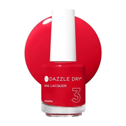 Dazzle Dry Nail Lacquer (Step 3) - Pep Rally - Bright Tomato Red Nail Polish, Full Coverage Cream, 0.5 fl oz Avelisse
