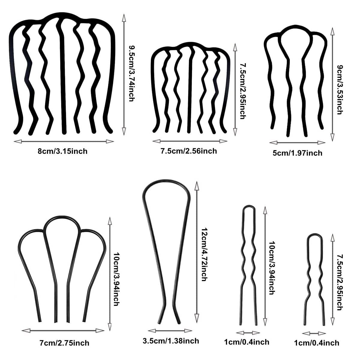 BOYIVI 10-Piece U-Shaped Hair Side Combs for Updos – Metal French Twist Sticks for Women & Girls Avelisse
