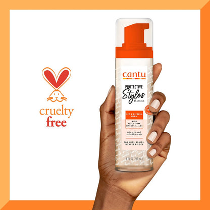 Cantu Protective Styles by Angela Set & Refresh Foam with Apple Cider Vinegar & Aloe, 8 oz