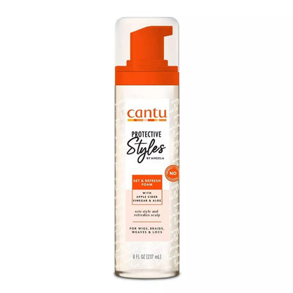 Cantu Protective Styles by Angela Set & Refresh Foam with Apple Cider Vinegar & Aloe, 8 oz