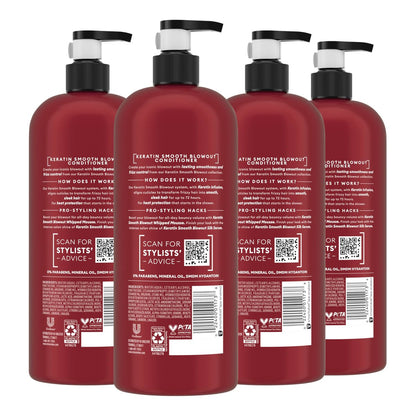 TRESemmé Keratin Smooth Conditioner 4 Pack for Frizzy Hair, 28 Fl Oz Each - Lamellar-Discipline Formula Avelisse
