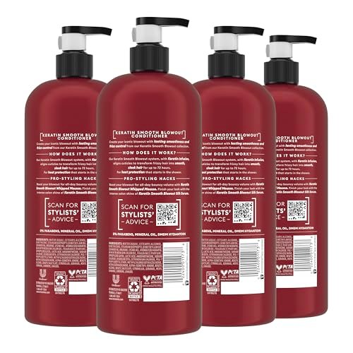 TRESemmé Keratin Smooth Conditioner 4 Pack for Frizzy Hair, 28 Fl Oz Each - Lamellar-Discipline Formula Avelisse