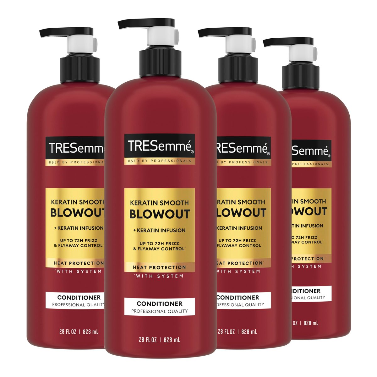 TRESemmé Keratin Smooth Conditioner 4 Pack for Frizzy Hair, 28 Fl Oz Each - Lamellar-Discipline Formula Avelisse