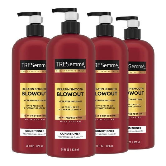 TRESemmé Keratin Smooth Conditioner 4 Pack for Frizzy Hair, 28 Fl Oz Each - Lamellar-Discipline Formula Avelisse