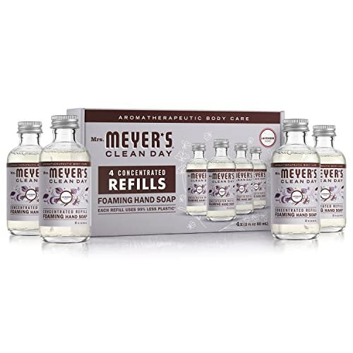 MRS. MEYER'S CLEAN DAY Foaming Hand Soap Concentrated Refills, 4 Refills (2 Fl. Oz Each), Lavender Scent, Makes 40 Fl. Oz Total Avelisse
