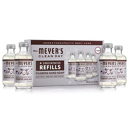 MRS. MEYER'S CLEAN DAY Foaming Hand Soap Concentrated Refills, 4 Refills (2 Fl. Oz Each), Lavender Scent, Makes 40 Fl. Oz Total Avelisse