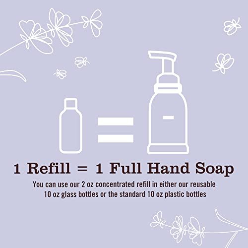MRS. MEYER'S CLEAN DAY Foaming Hand Soap Concentrated Refills, 4 Refills (2 Fl. Oz Each), Lavender Scent, Makes 40 Fl. Oz Total Avelisse