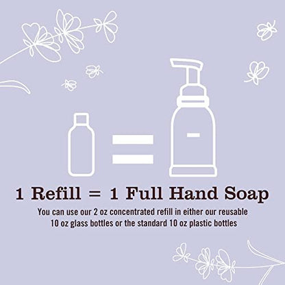 MRS. MEYER'S CLEAN DAY Foaming Hand Soap Concentrated Refills, 4 Refills (2 Fl. Oz Each), Lavender Scent, Makes 40 Fl. Oz Total Avelisse
