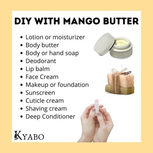 Kyabo 3Lbs Premium Organic Unrefined Raw Virgin Mango Butter – 100% Pure Cold Pressed Grade A Non-GMO Natural Body Butter for Skin, DIY Soap Making, Lotions & Creams Avelisse