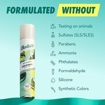 Batiste Dry Shampoo Original Fragrance Classic Clean - Refresh Hair and Absorb Oil Between Washes, 5.71 oz