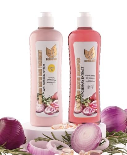 NATURAL SANT Onion Biotin and Rosemary Shampoo & Treatment Set for Stronger, Thicker and Longer Hair - Hair Loss and Thinning Shampoo, Paraben Free, Silicone Free, 16.9 Fl Oz (Pack of 2) Avelisse