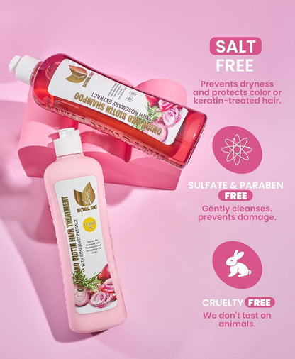 NATURAL SANT Onion Biotin and Rosemary Shampoo & Treatment Set for Stronger, Thicker and Longer Hair - Hair Loss and Thinning Shampoo, Paraben Free, Silicone Free, 16.9 Fl Oz (Pack of 2) Avelisse