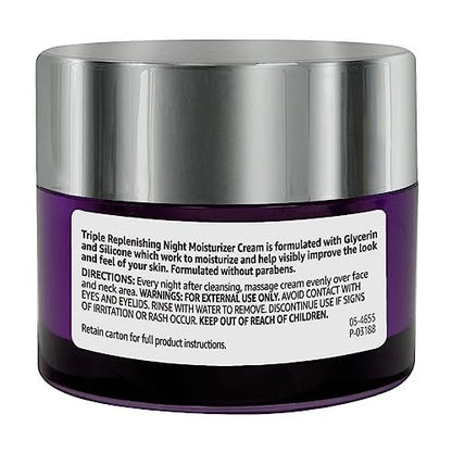 Triple Replenishing Moisturizer Night Cream with Vitamin C, Glycerin, and Shea Butter – 1.7 oz Avelisse