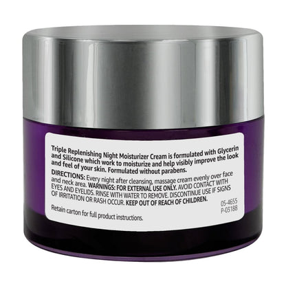 Triple Replenishing Moisturizer Night Cream with Vitamin C, Glycerin, and Shea Butter – 1.7 oz Avelisse