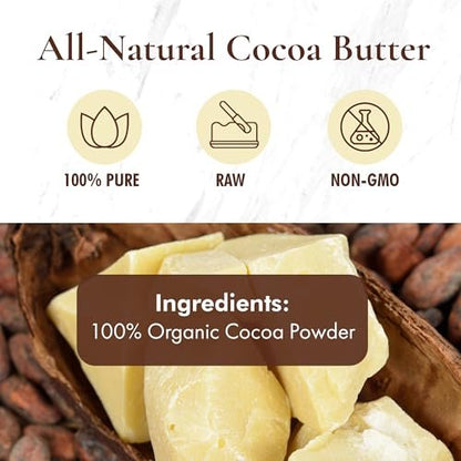 HalalEveryDay Raw Cocoa Butter 5 lb – Unrefined Organic Food Grade & Cosmetic Grade Cocoa Butter Chunks for Baking, Skincare, Body Butter & Lip Balm Avelisse