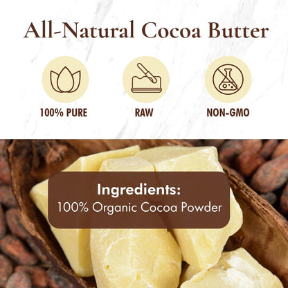 HalalEveryDay Raw Cocoa Butter 5 lb – Unrefined Organic Food Grade & Cosmetic Grade Cocoa Butter Chunks for Baking, Skincare, Body Butter & Lip Balm Avelisse