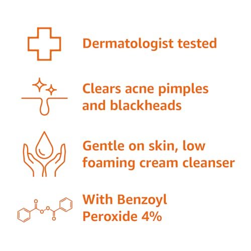 Acne Cream Cleanser with 4% Benzoyl Peroxide, 5 Fl Oz - Effective Acne Treatment Face Wash - görsel 6