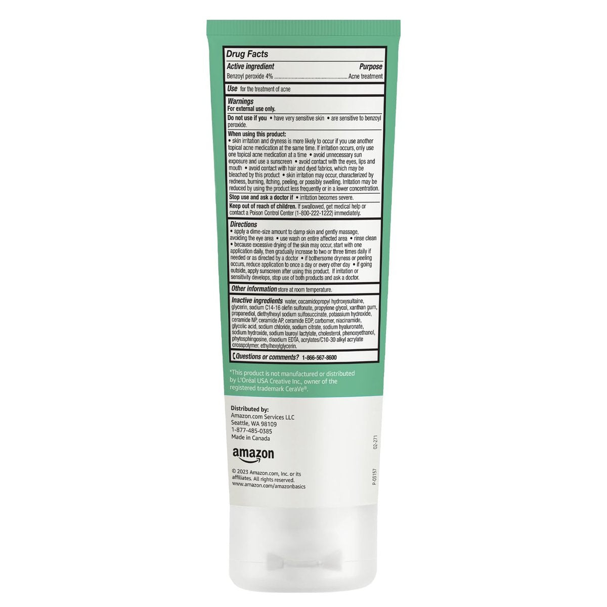 Acne Cream Cleanser with 4% Benzoyl Peroxide, 5 Fl Oz - Effective Acne Treatment Face Wash - görsel 11