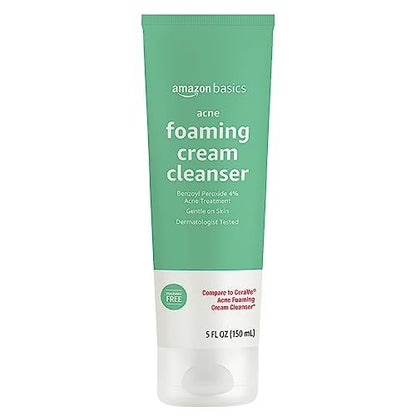 Acne Cream Cleanser with 4% Benzoyl Peroxide, 5 Fl Oz - Effective Acne Treatment Face Wash