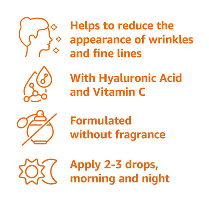 Brightening Vitamin C Serum with Hyaluronic Acid – Anti-Aging Facial Serum for Hydrated, Glowing Skin, 1 oz