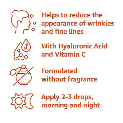 Brightening Vitamin C Serum with Hyaluronic Acid – Anti-Aging Facial Serum for Hydrated, Glowing Skin, 1 oz