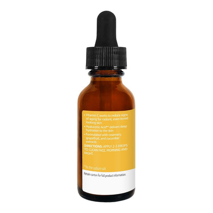 Brightening Vitamin C Serum with Hyaluronic Acid – Anti-Aging Facial Serum for Hydrated, Glowing Skin, 1 oz