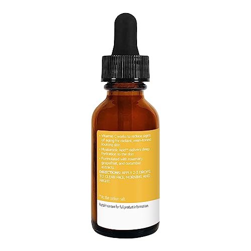 Brightening Vitamin C Serum with Hyaluronic Acid – Anti-Aging Facial Serum for Hydrated, Glowing Skin, 1 oz - görsel 12