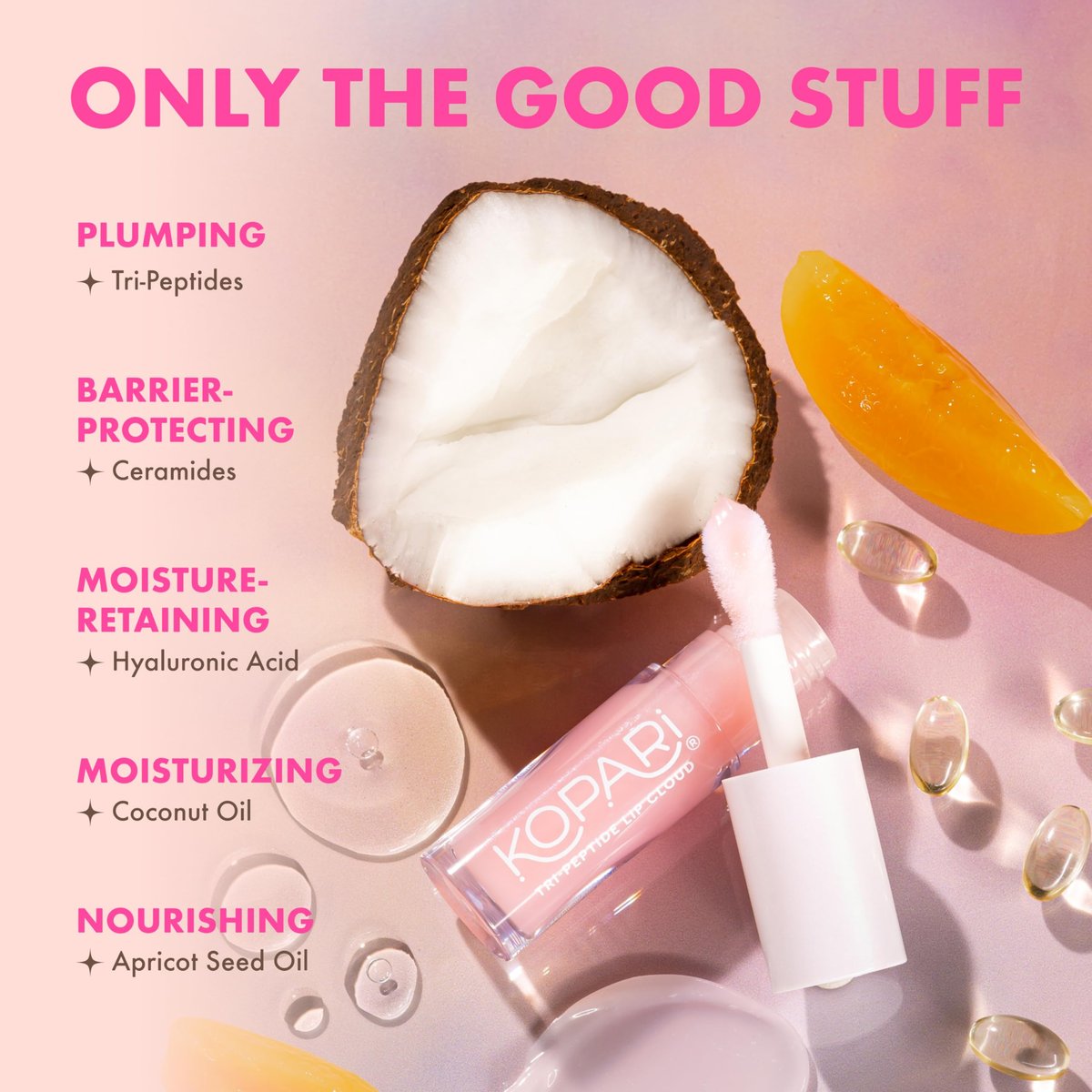 Kopari Tri-Peptide Lip Cloud - Visibly Soften, Smooth & Plump Lips with Ceramides & Hyaluronic Acid Avelisse