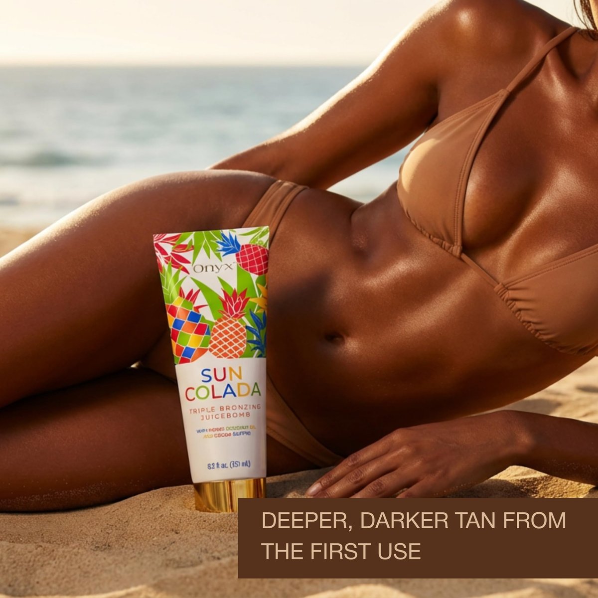 Onyx Suncolada Triple Bronzing Lotion for Tanning Bed - Indoor Dark Tanning Accelerator with Bronzer | Anti-Aging, Hydrating, Streak-Free Formula | 8.5 fl oz Avelisse