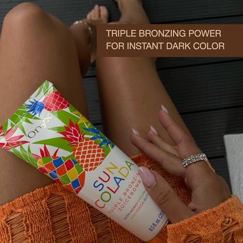 Onyx Suncolada Triple Bronzing Lotion for Tanning Bed - Indoor Dark Tanning Accelerator with Bronzer | Anti-Aging, Hydrating, Streak-Free Formula | 8.5 fl oz Avelisse