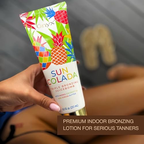 Onyx Suncolada Triple Bronzing Lotion for Tanning Bed - Indoor Dark Tanning Accelerator with Bronzer | Anti-Aging, Hydrating, Streak-Free Formula | 8.5 fl oz Avelisse