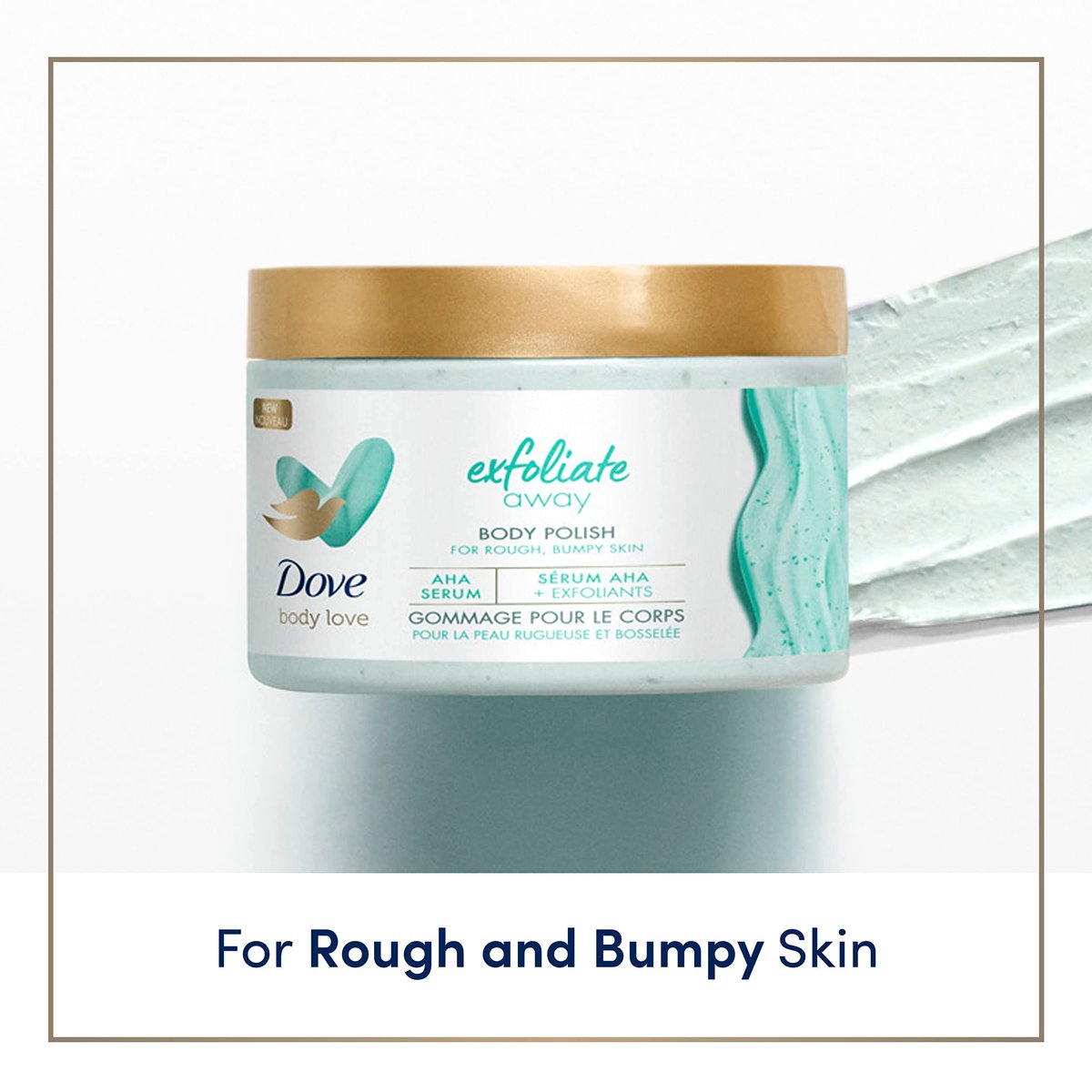 Dove Body Love Body Polish Exfoliate Away 3 Count - AHA Body Scrub for Rough, Bumpy Skin, Silky Smooth Skin, 12 oz Each Avelisse