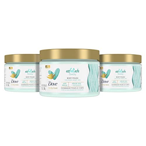 Dove Body Love Body Polish Exfoliate Away 3 Count - AHA Body Scrub for Rough, Bumpy Skin, Silky Smooth Skin, 12 oz Each Avelisse
