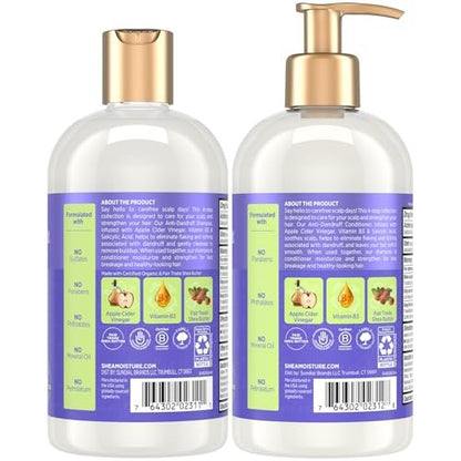 SheaMoisture Anti-Dandruff Shampoo & Conditioner Set with Apple Cider Vinegar, Shea Butter, and 3% Salicylic Acid for Itchy Scalp Relief, 13 oz Each Avelisse