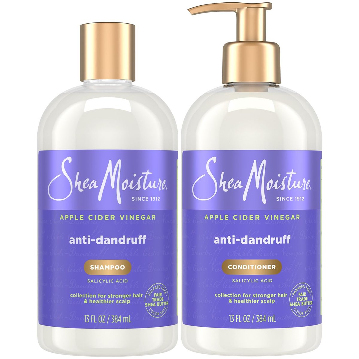 SheaMoisture Anti-Dandruff Shampoo & Conditioner Set with Apple Cider Vinegar, Shea Butter, and 3% Salicylic Acid for Itchy Scalp Relief, 13 oz Each Avelisse