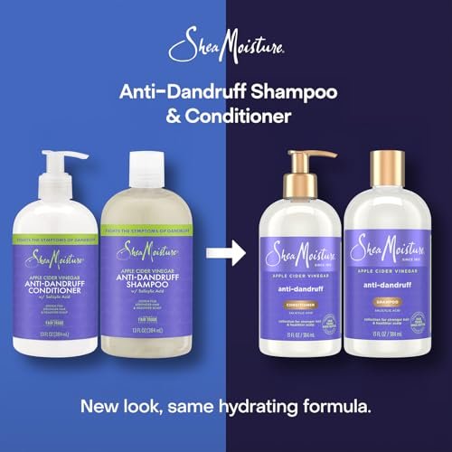 SheaMoisture Anti-Dandruff Shampoo & Conditioner Set with Apple Cider Vinegar, Shea Butter, and 3% Salicylic Acid for Itchy Scalp Relief, 13 oz Each Avelisse