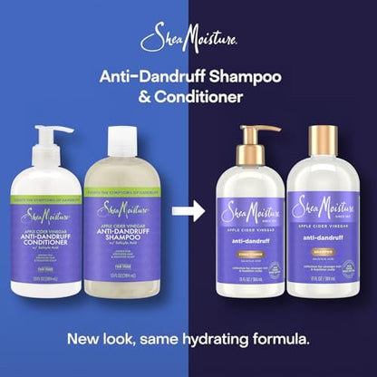 SheaMoisture Anti-Dandruff Shampoo & Conditioner Set with Apple Cider Vinegar, Shea Butter, and 3% Salicylic Acid for Itchy Scalp Relief, 13 oz Each Avelisse