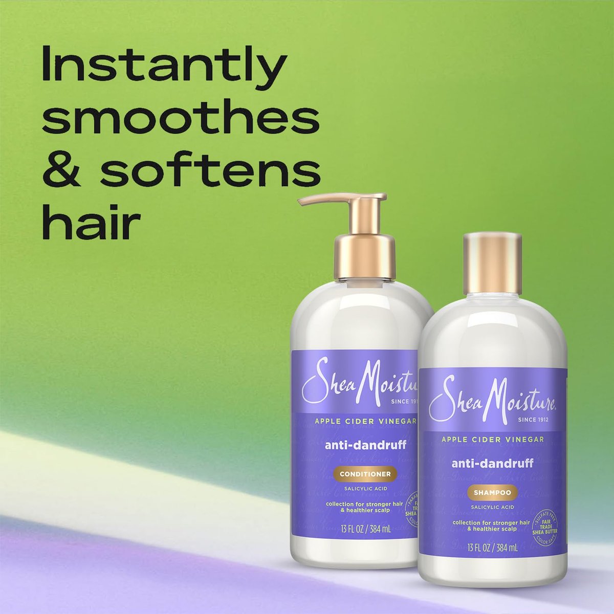 SheaMoisture Anti-Dandruff Shampoo & Conditioner Set with Apple Cider Vinegar, Shea Butter, and 3% Salicylic Acid for Itchy Scalp Relief, 13 oz Each Avelisse
