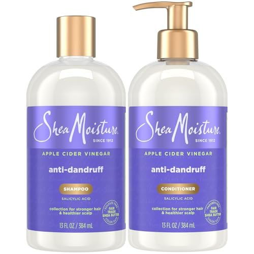 SheaMoisture Anti-Dandruff Shampoo & Conditioner Set with Apple Cider Vinegar, Shea Butter, and 3% Salicylic Acid for Itchy Scalp Relief, 13 oz Each Avelisse