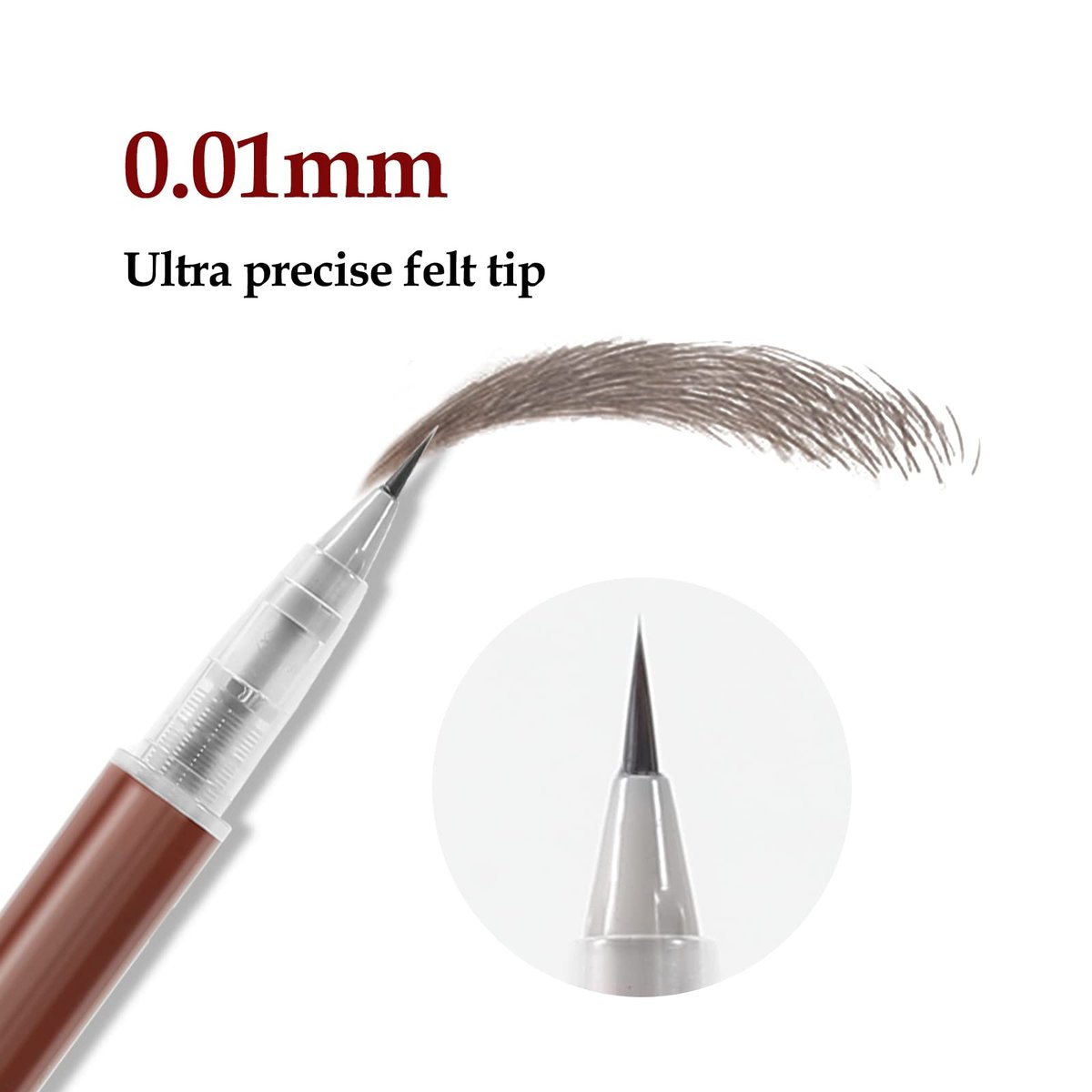 Boobeen Liquid Eyebrow Pen - 0.01mm Precision Tip Micro Brow Pen for Natural, Long-Lasting Eyebrow Makeup (Grey Brown, 0.35 oz) - görsel 3