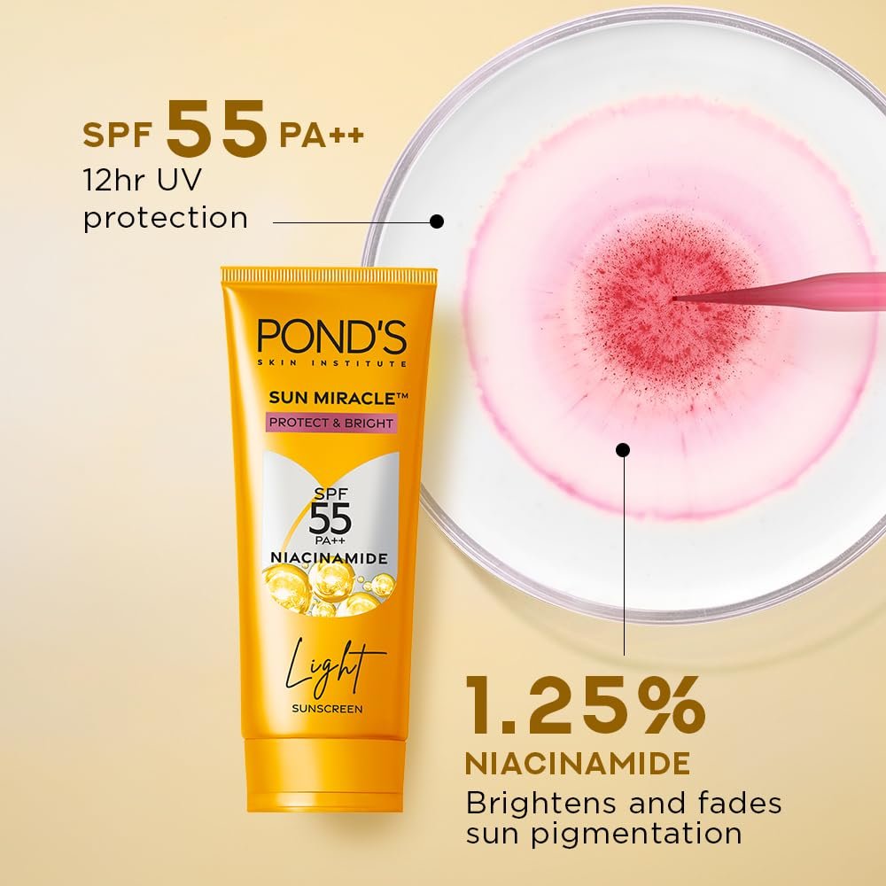 POND'S Sun Miracle SPF 55 PA+++ Light Sunscreen 50g | Daily Face Sun Protection - görsel 7