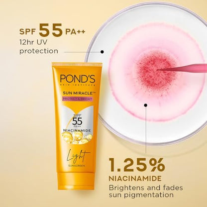 POND'S Sun Miracle SPF 55 PA+++ Light Sunscreen 50g | Daily Face Sun Protection