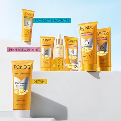POND'S Sun Miracle SPF 55 PA+++ Light Sunscreen 50g | Daily Face Sun Protection