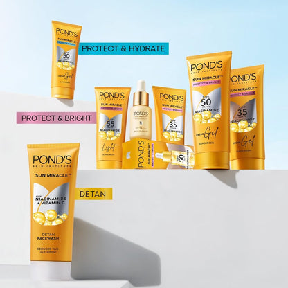 POND'S Sun Miracle SPF 55 PA+++ Light Sunscreen 50g | Daily Face Sun Protection
