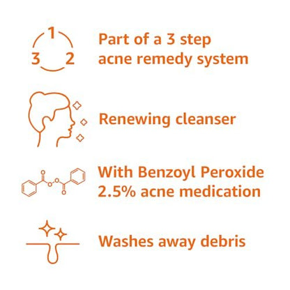 3-Step Acne Treatment System with 2.5% Benzoyl Peroxide Facial Cleanser, 4 oz