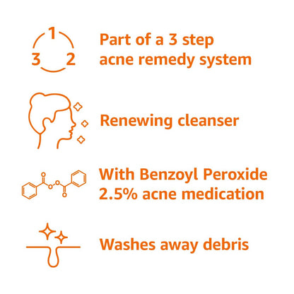 3-Step Acne Treatment System with 2.5% Benzoyl Peroxide Facial Cleanser, 4 oz