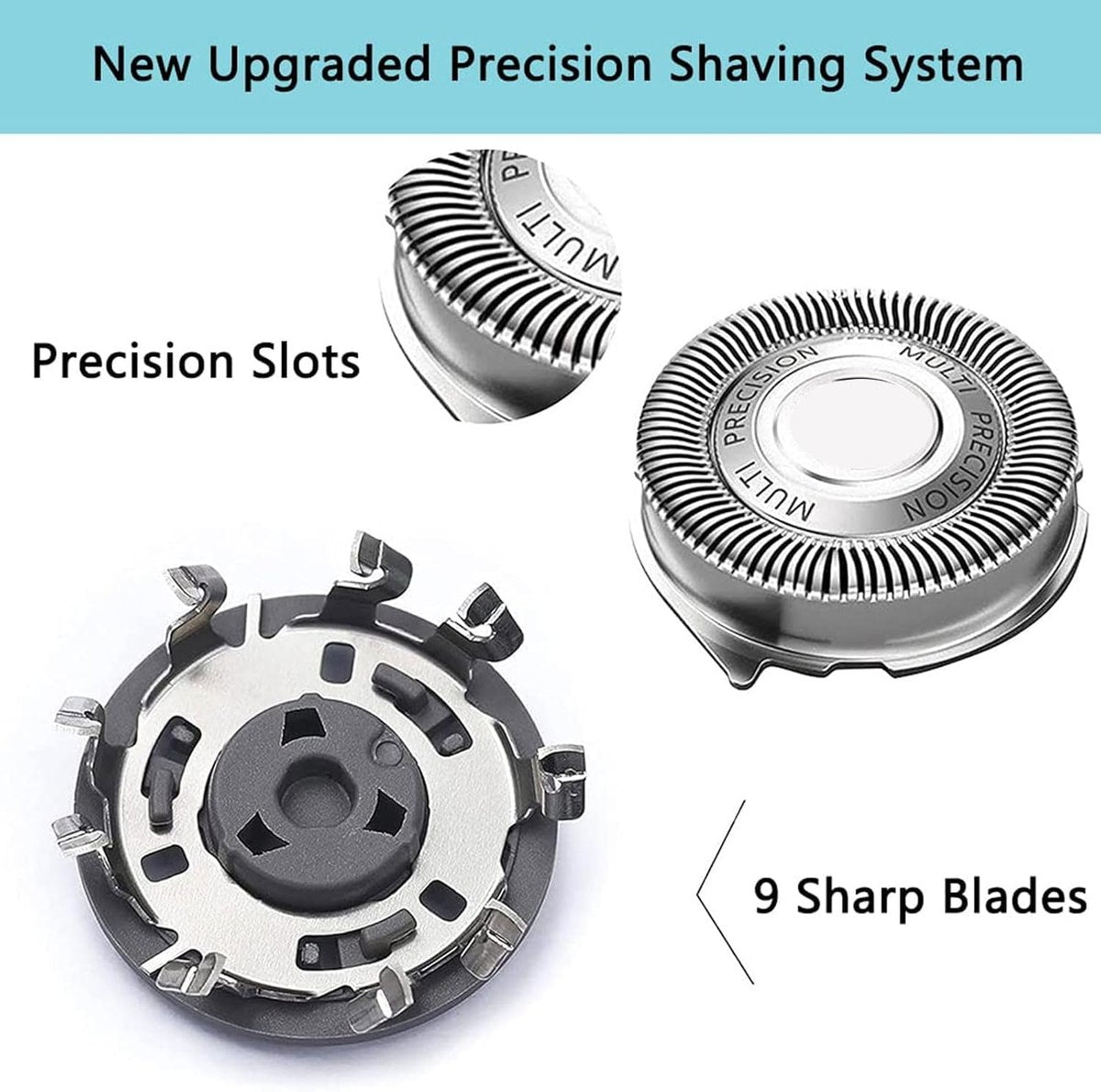 Gleway SH50 Replacement Shaving Head Compatible with Philips Series 5000 - Round Shell Half Cutter-Head Models Avelisse