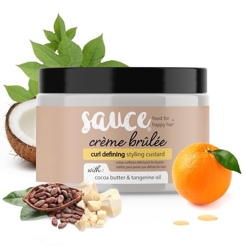 SAUCE BEAUTY Crème Brulee Curl Custard - Frizz Control & Curl Defining Cream with Cocoa Butter, Coconut Oil & Tangerine Oil for Wavy & Coily Hair (10.5 Fl Oz) Avelisse