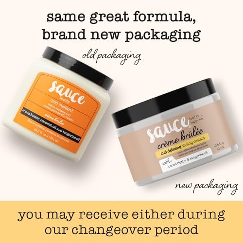 SAUCE BEAUTY Crème Brulee Curl Custard - Frizz Control & Curl Defining Cream with Cocoa Butter, Coconut Oil & Tangerine Oil for Wavy & Coily Hair (10.5 Fl Oz) Avelisse