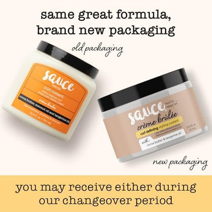 SAUCE BEAUTY Crème Brulee Curl Custard - Frizz Control & Curl Defining Cream with Cocoa Butter, Coconut Oil & Tangerine Oil for Wavy & Coily Hair (10.5 Fl Oz) Avelisse
